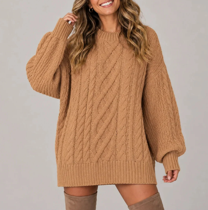 Solmira | Women's Oversized Cable Knit Christmas Dress