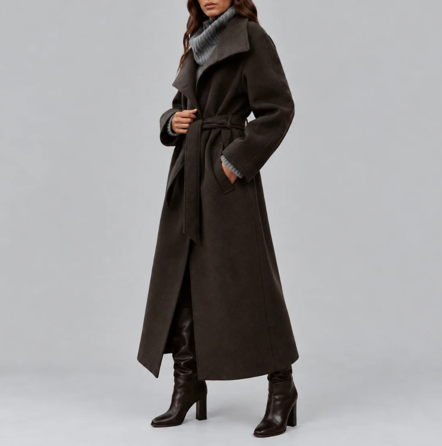 Vivienne | Women's Long Belted Wool Coat