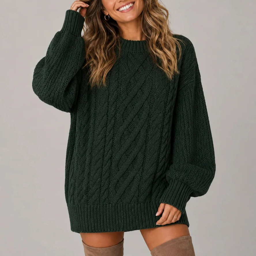 Solmira | Women's Oversized Cable Knit Christmas Dress