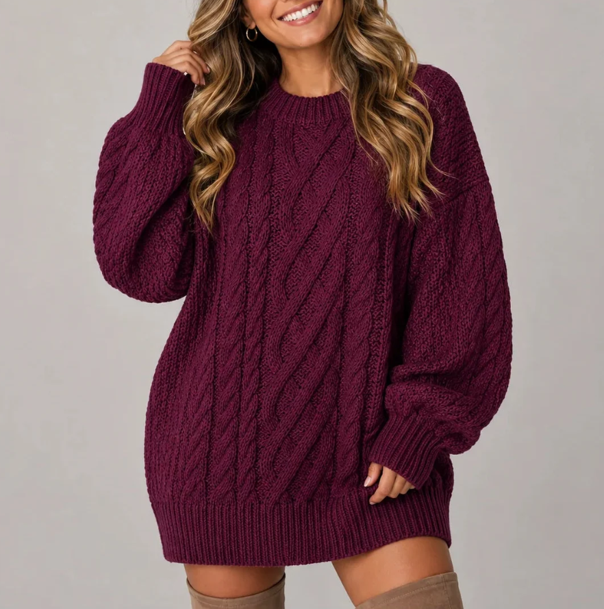 Solmira | Women's Oversized Cable Knit Christmas Dress