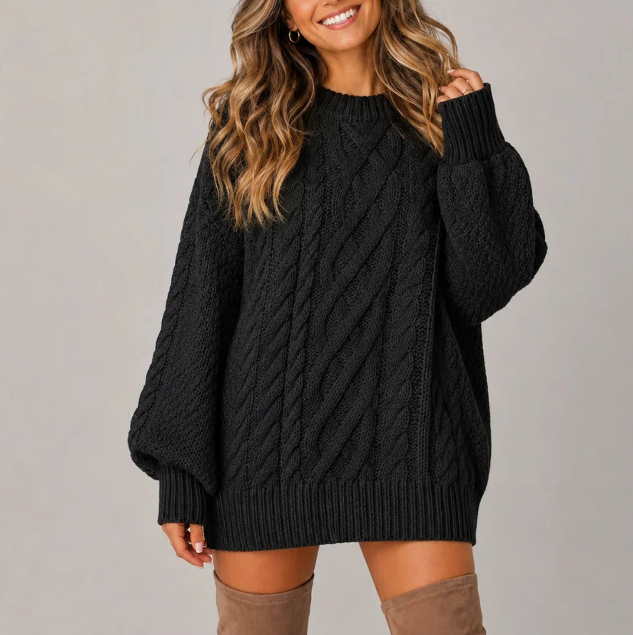 Solmira | Women's Oversized Cable Knit Christmas Dress
