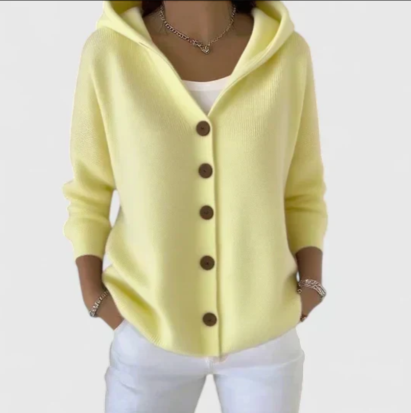 Marielle | Women's Relaxed Hooded Button-Front Cardigan – Long Sleeve Casual Layering Jacket with Easy Fit