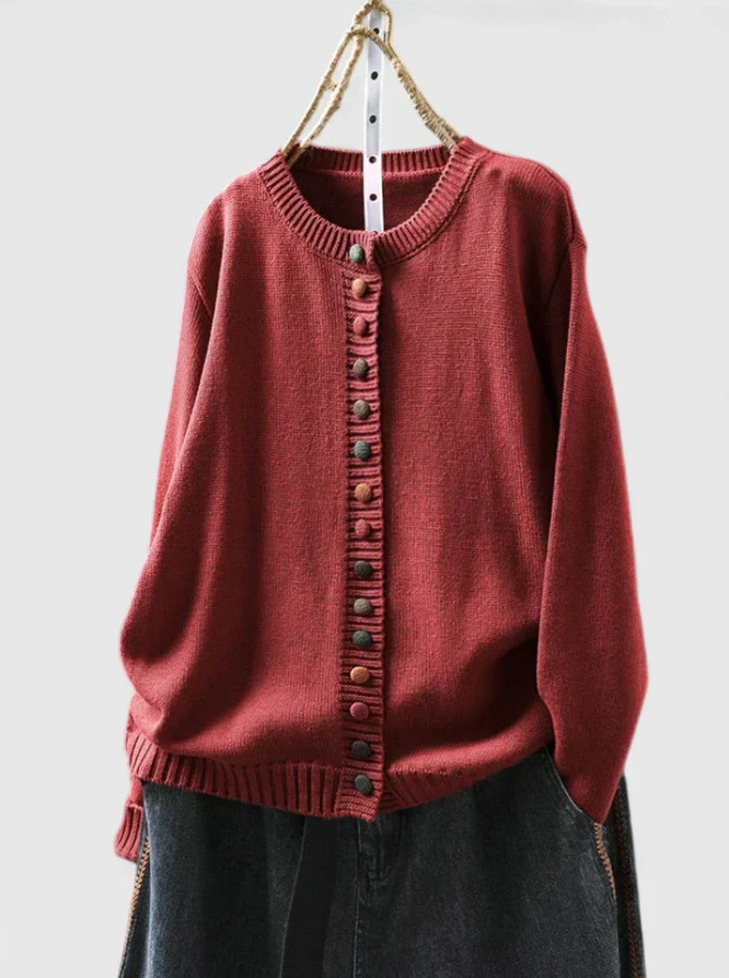 Celestine | Women's Relaxed Button-Detail Cardigan – Soft Everyday Knit Layer with Easy Draped Fit