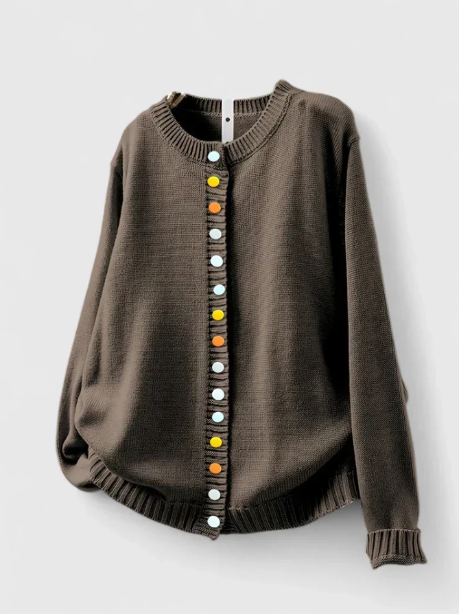 Celestine | Women's Relaxed Button-Detail Cardigan – Soft Everyday Knit Layer with Easy Draped Fit