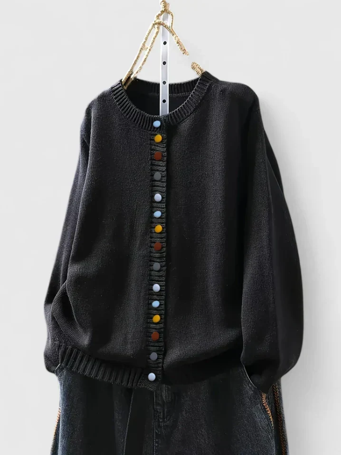 Celestine | Women's Relaxed Button-Detail Cardigan – Soft Everyday Knit Layer with Easy Draped Fit