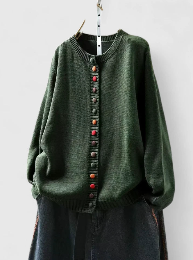 Celestine | Women's Relaxed Button-Detail Cardigan – Soft Everyday Knit Layer with Easy Draped Fit