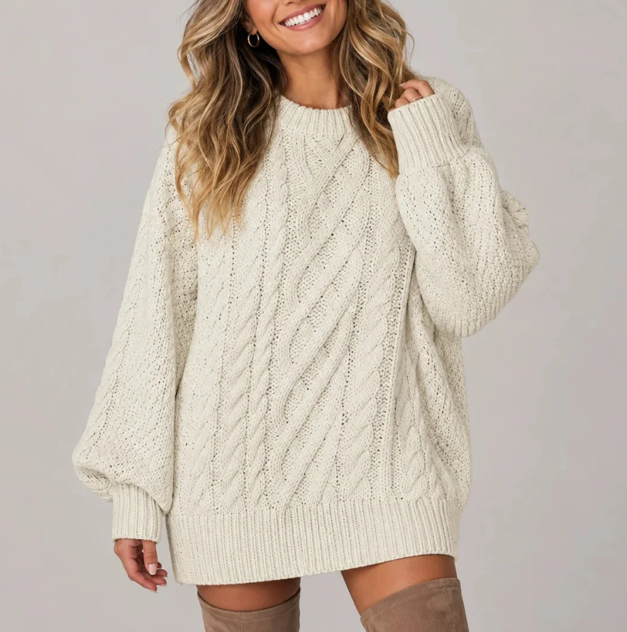 Solmira | Women's Oversized Cable Knit Christmas Dress