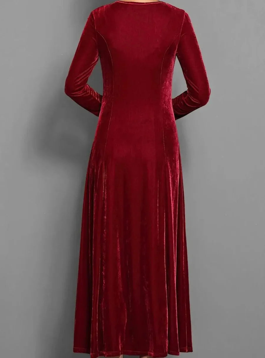 Lilienne | Women's A-Line Maxi Velvet Dress