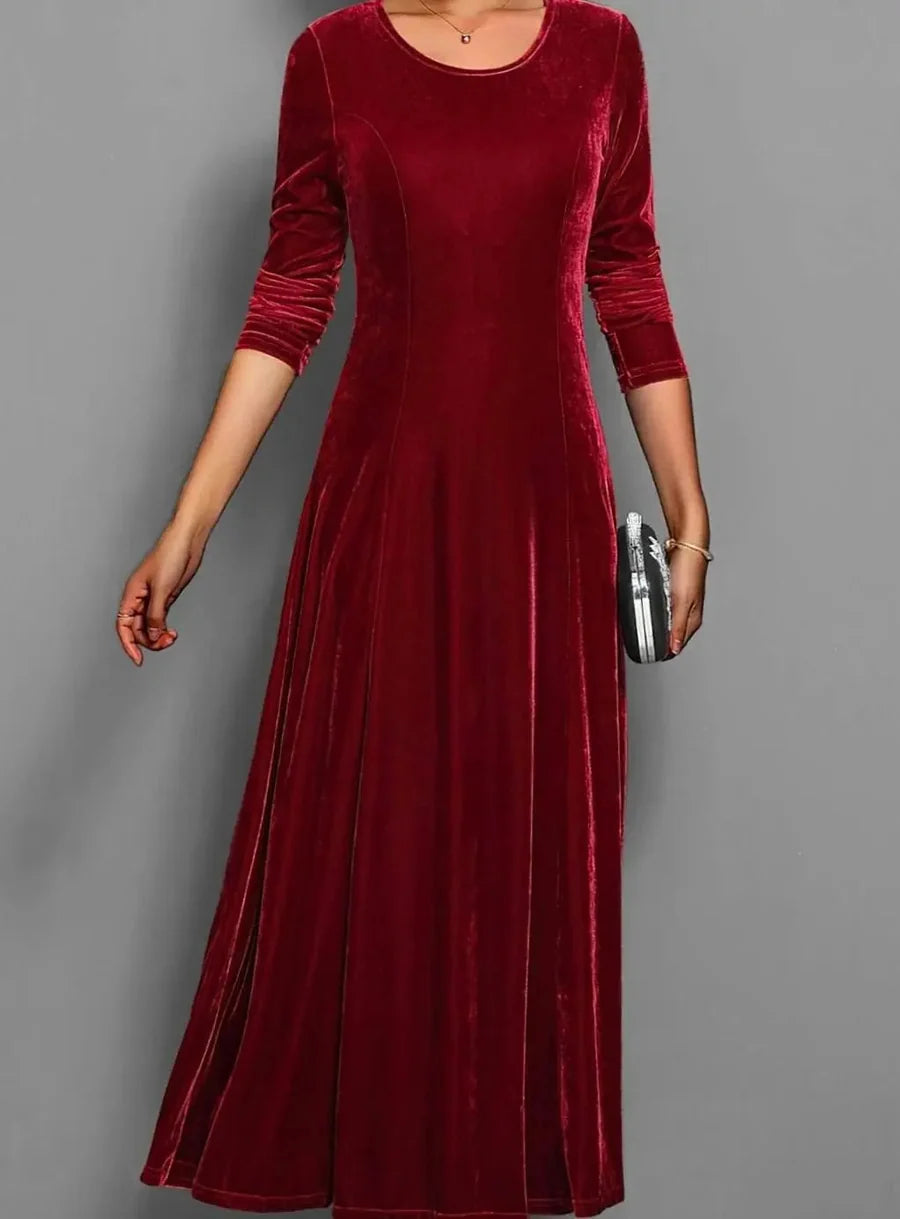Lilienne | Women's A-Line Maxi Velvet Dress