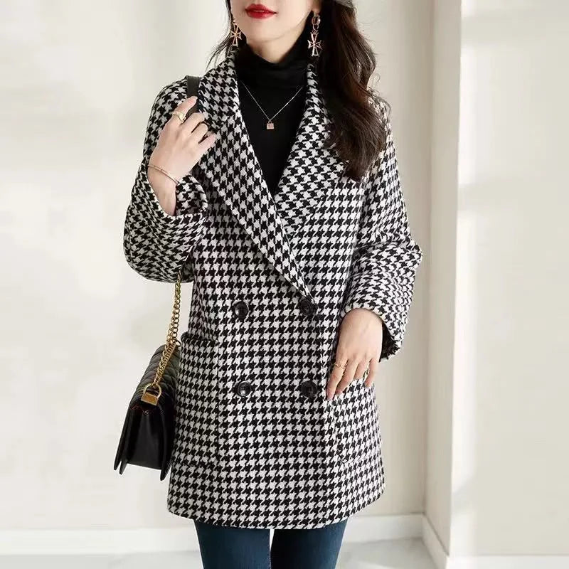 Sylviane | Women's Houndstooth Wool Coat