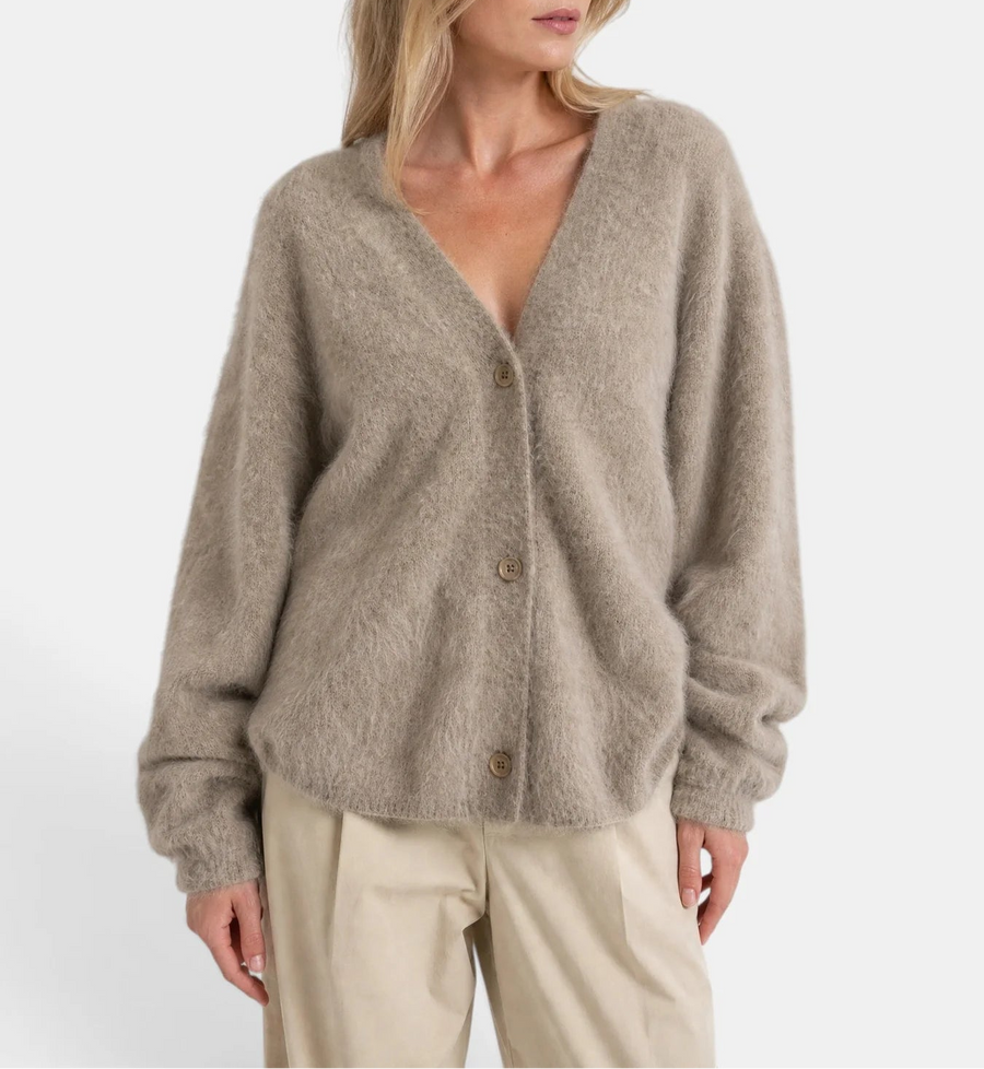 Amélie | Women's Oversized V-Neck Knit Cardigan with Button Front, Soft Textured Finish & Relaxed Fit