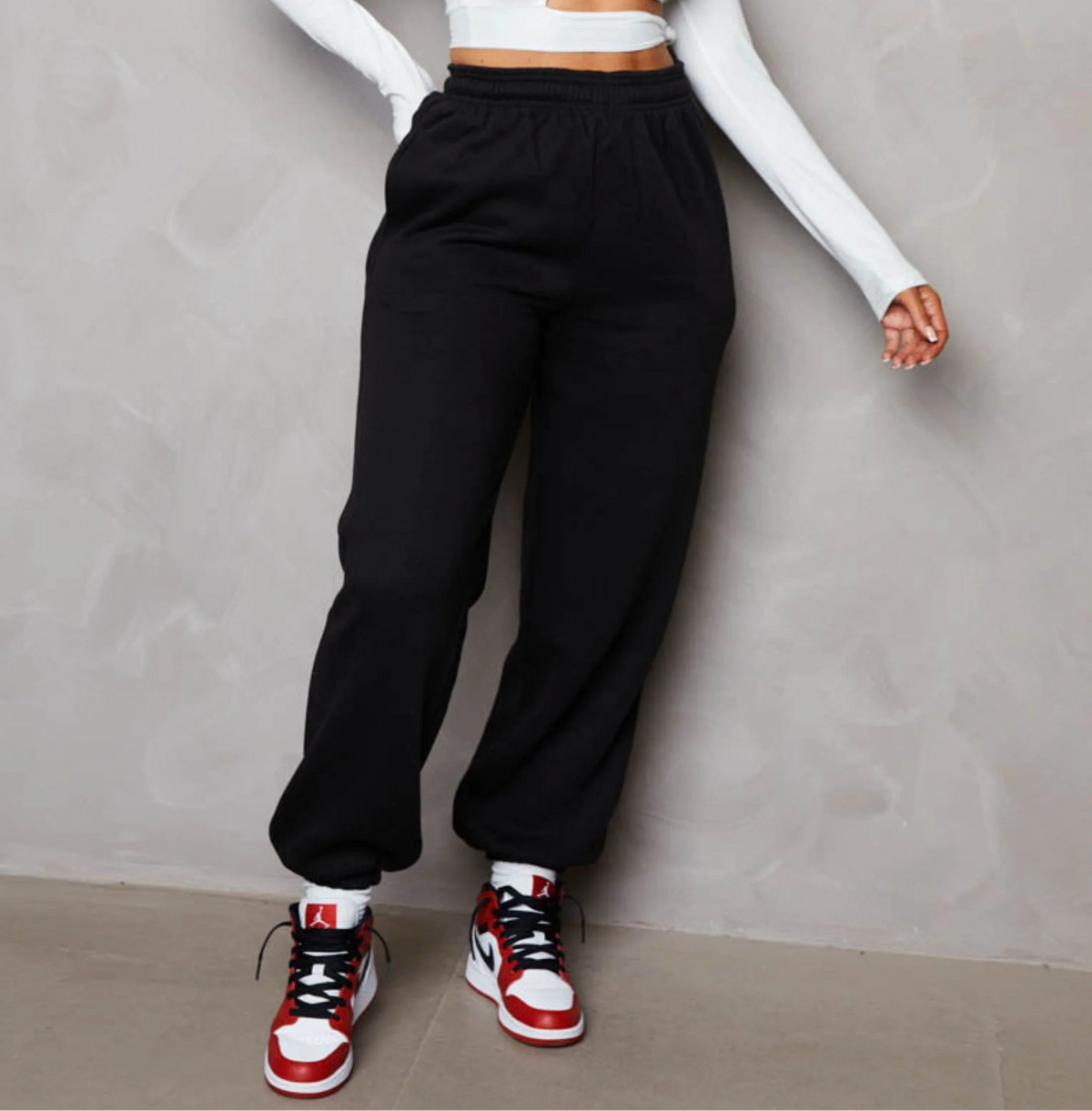 Samara | Women's High-Waisted Oversized Cuffed Joggers with Shirred Drawstring Waist & Side Pockets