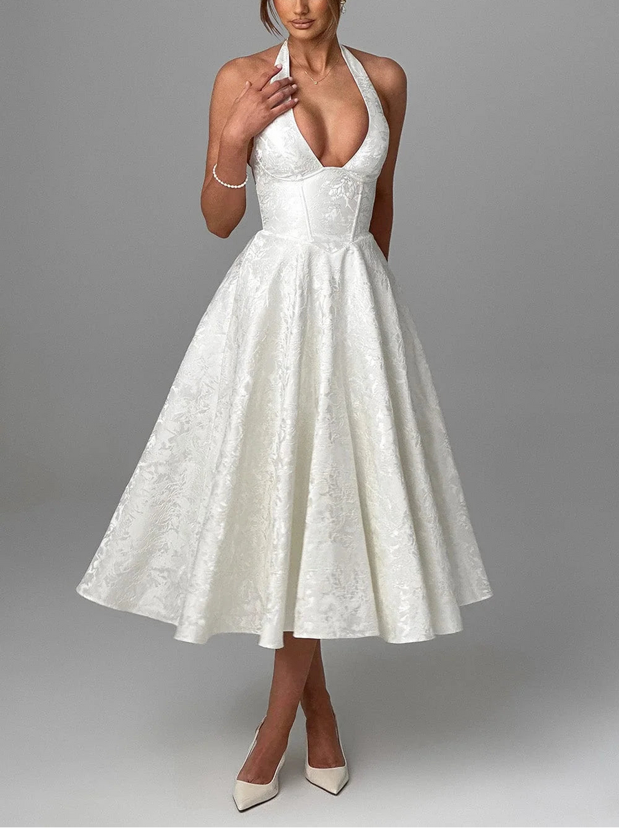Rosamund | Women's Halter Midi Party Dress