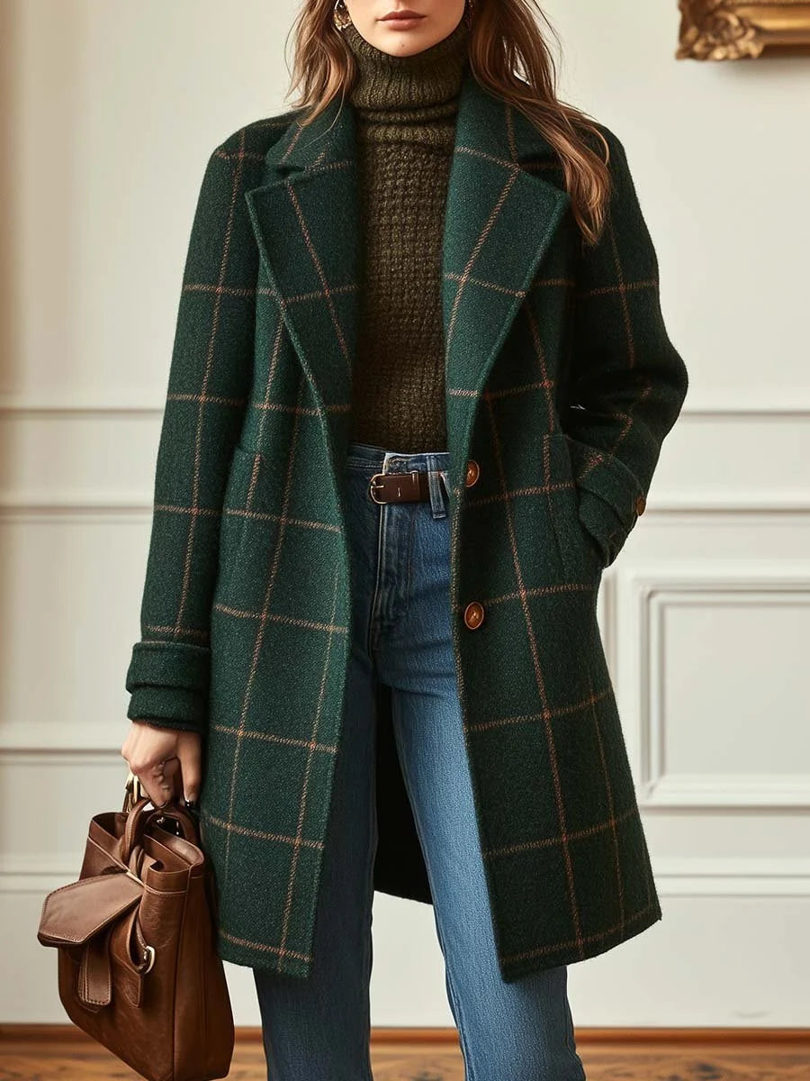 Florienne | Women's Check Wool-Blend Coat