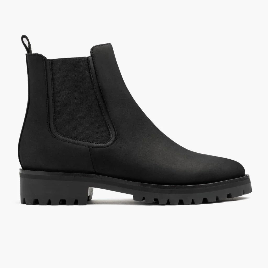 Virelle | Women's Leather Chelsea Boots – Elastic Side Panel Chunky Lug Sole Slip-On Ankle Boots