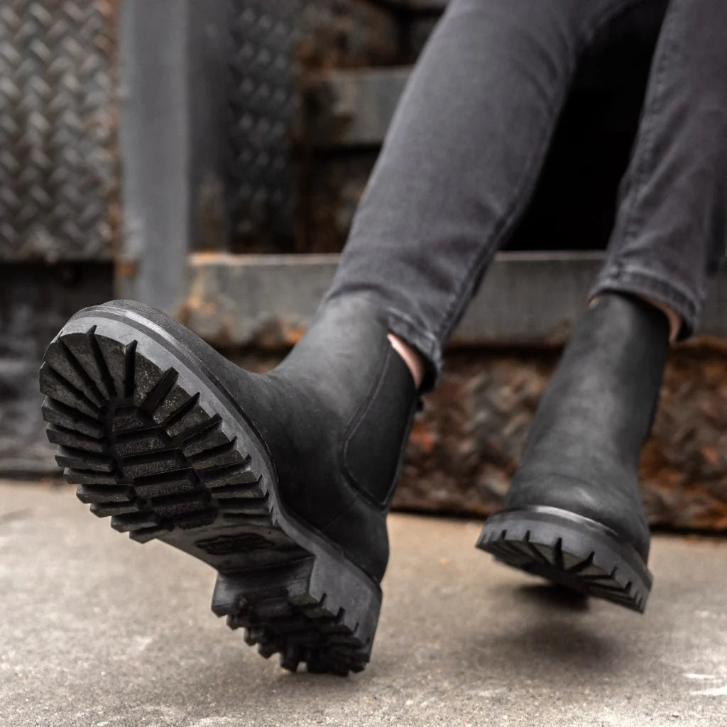 Virelle | Women's Leather Chelsea Boots – Elastic Side Panel Chunky Lug Sole Slip-On Ankle Boots
