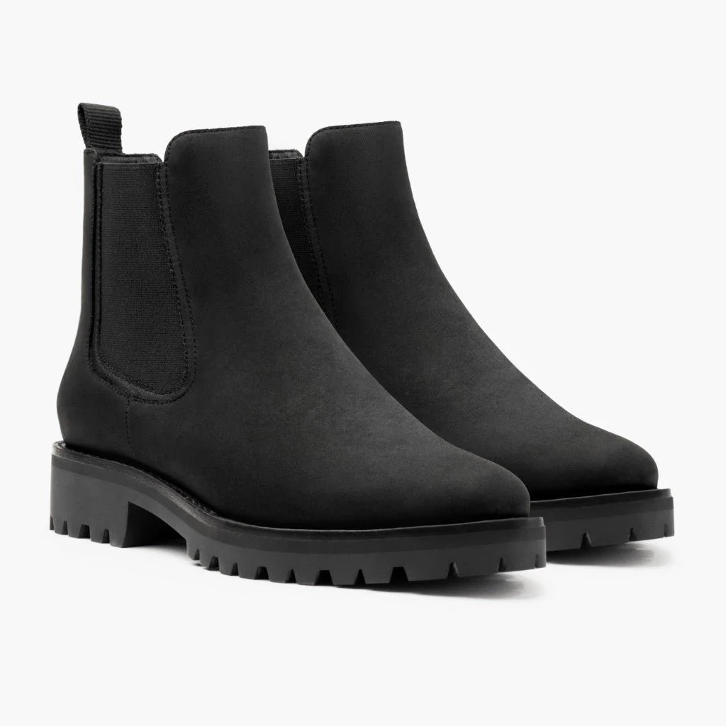 Virelle | Women's Leather Chelsea Boots – Elastic Side Panel Chunky Lug Sole Slip-On Ankle Boots