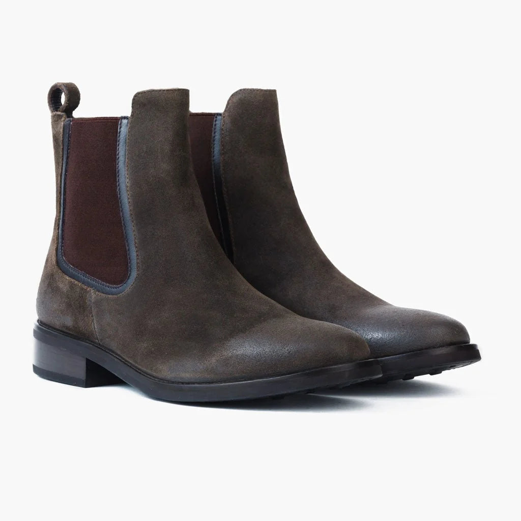 Thalina | Women's Suede Chelsea Boots – Elastic Side Panel Slip-On Ankle Boots with Cushioned Insole