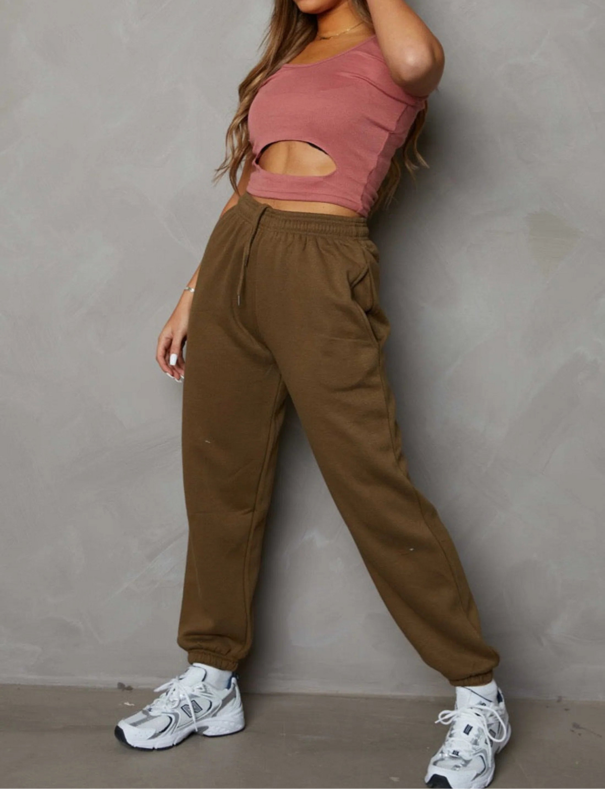 Samara | Women's High-Waisted Oversized Cuffed Joggers with Shirred Drawstring Waist & Side Pockets