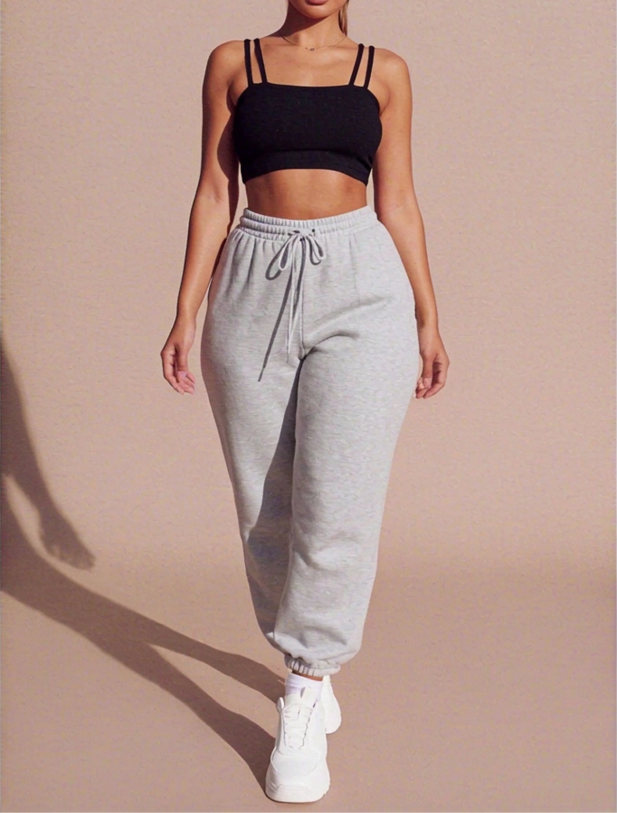 Samara | Women's High-Waisted Oversized Cuffed Joggers with Shirred Drawstring Waist & Side Pockets