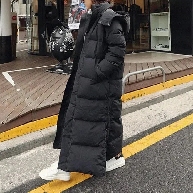 Camille | Women's Long Puffer Coat with Removable Hood