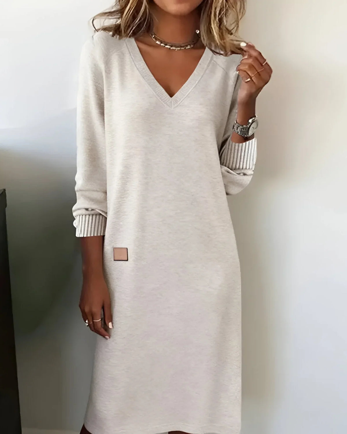 Mariselle | Women's V-Neck Knit Christmas Dress