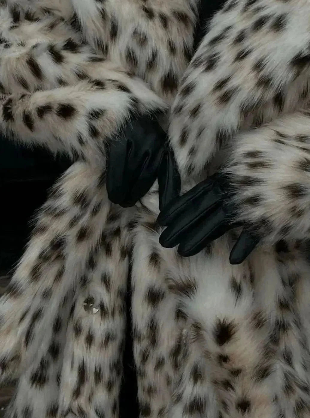 Lucienne | Women's Leopard Faux Fur Maxi Coat – Hooded Longline Winter Coat with Concealed Front Fastening