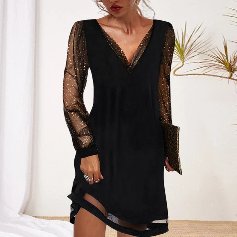 Seraphina | Women's Sheer Sleeve Midi Party Dress