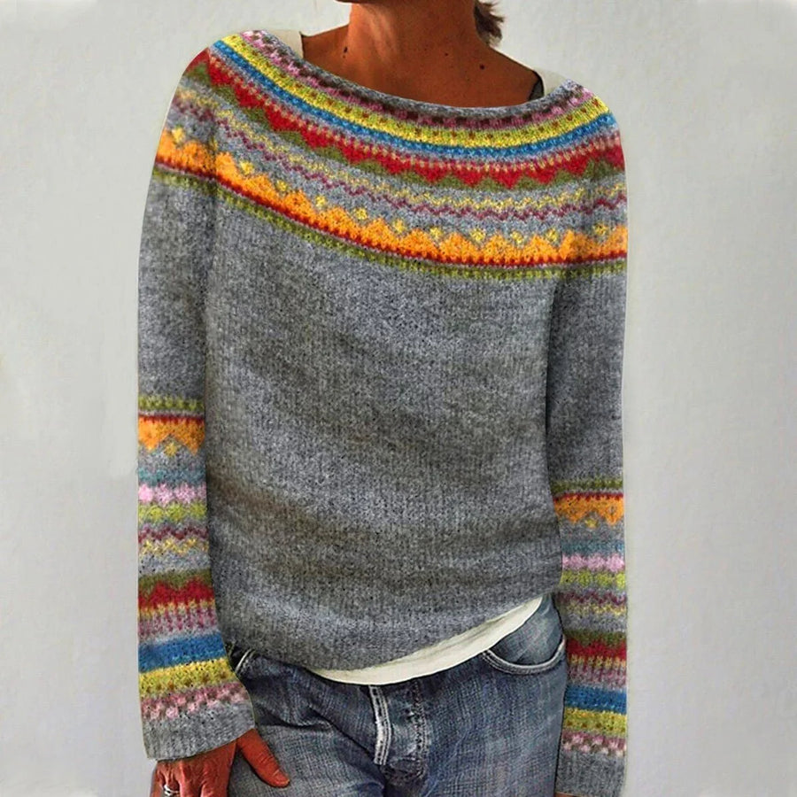Lisette | Women's Fair Isle Boat Neck Jumper