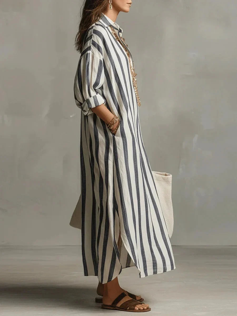 Isabeau | Women's Striped Maxi Christmas Dress