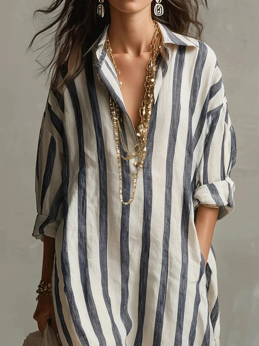 Isabeau | Women's Striped Maxi Christmas Dress