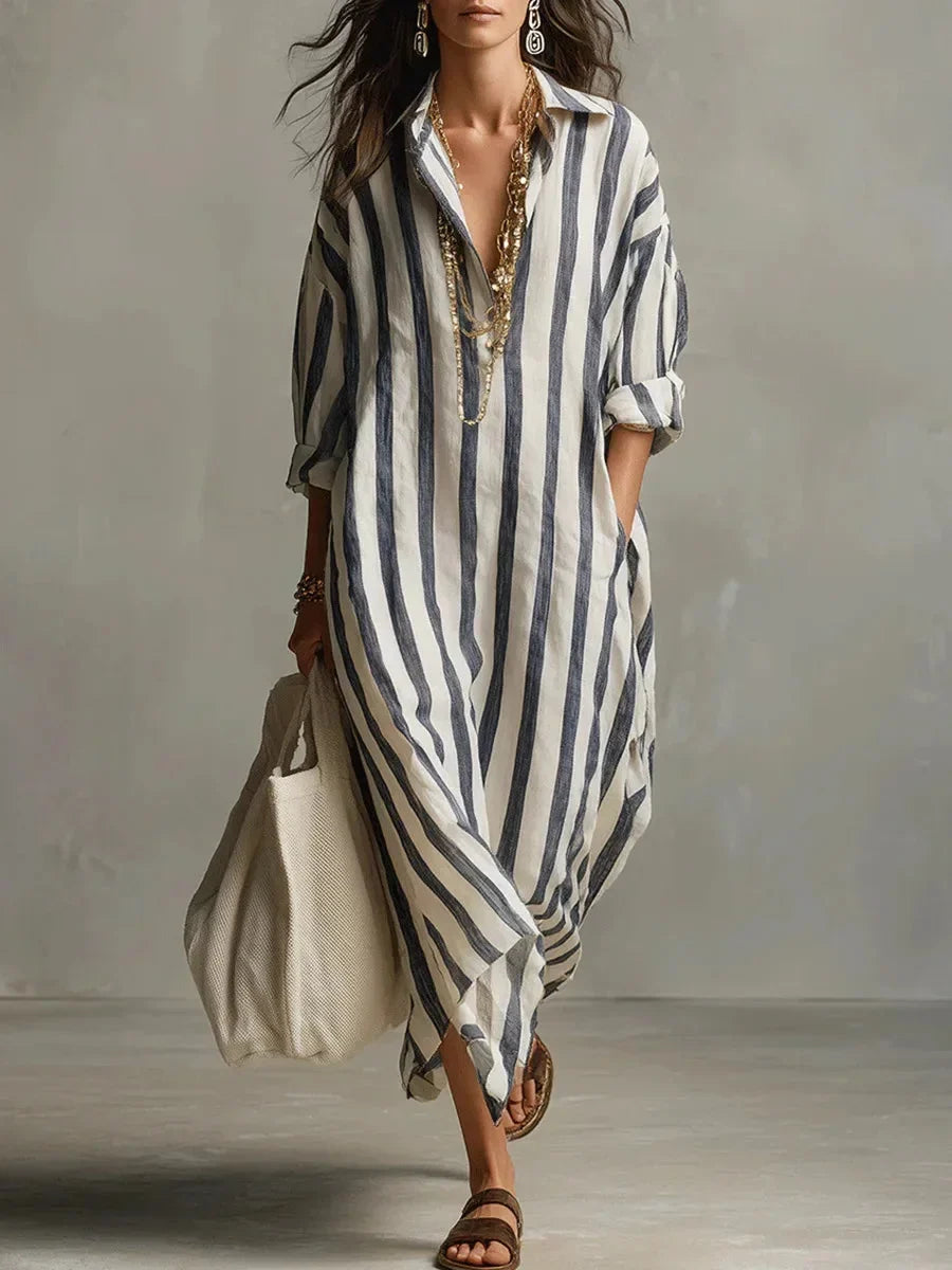 Isabeau | Women's Striped Maxi Christmas Dress
