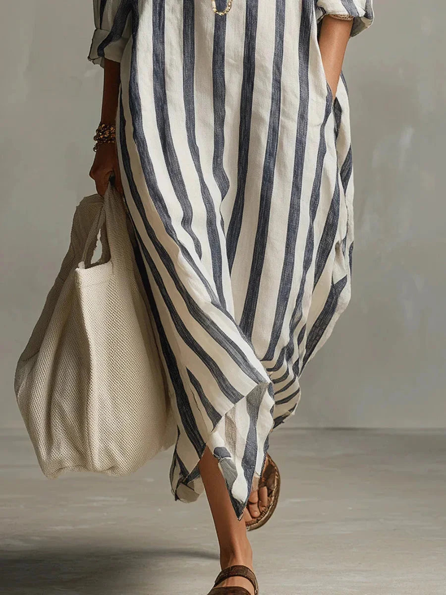 Isabeau | Women's Striped Maxi Christmas Dress