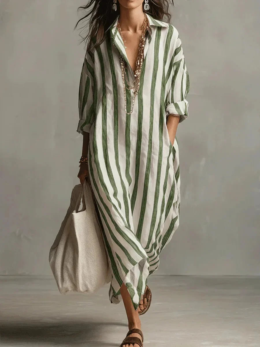 Isabeau | Women's Striped Maxi Christmas Dress