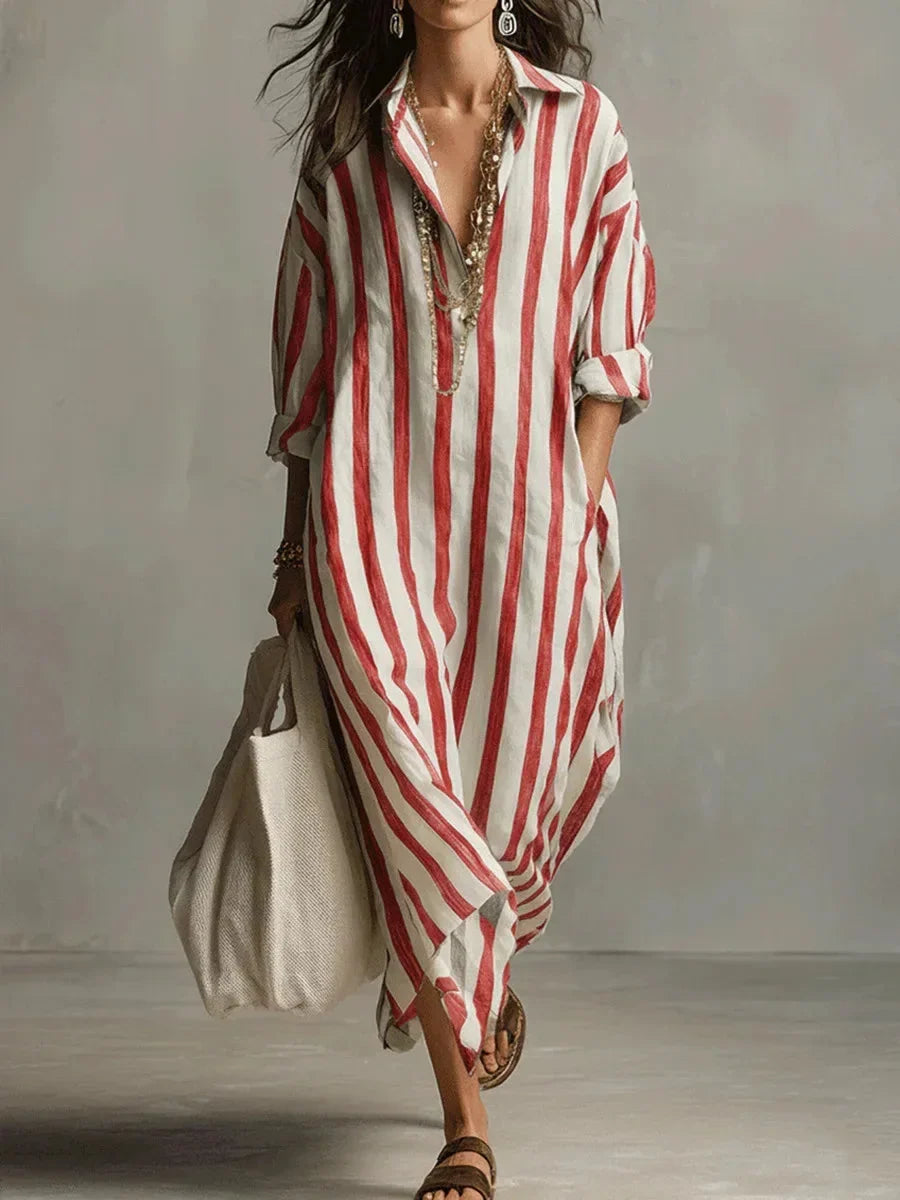 Isabeau | Women's Striped Maxi Christmas Dress