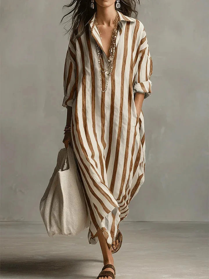 Isabeau | Women's Striped Maxi Christmas Dress