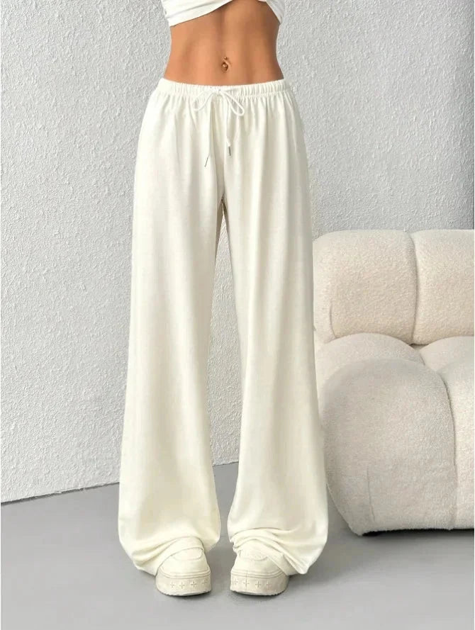 Emilia | Women's High-Waisted Wide-Leg Joggers with Adjustable Drawstring Waist & Relaxed Fit